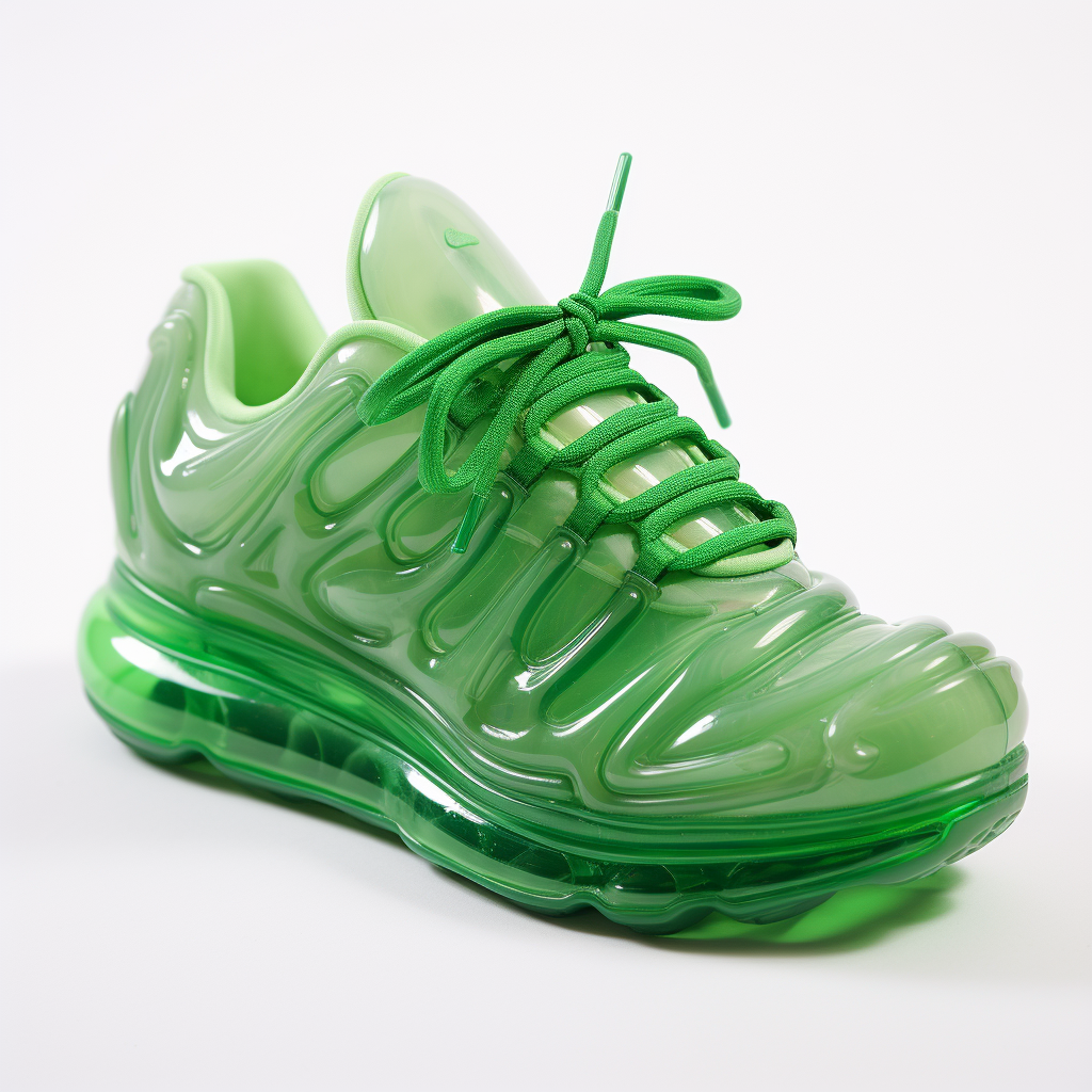 Stylish green inflatable sneakers