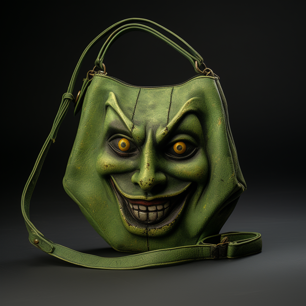 Vibrant green bag with Joker face