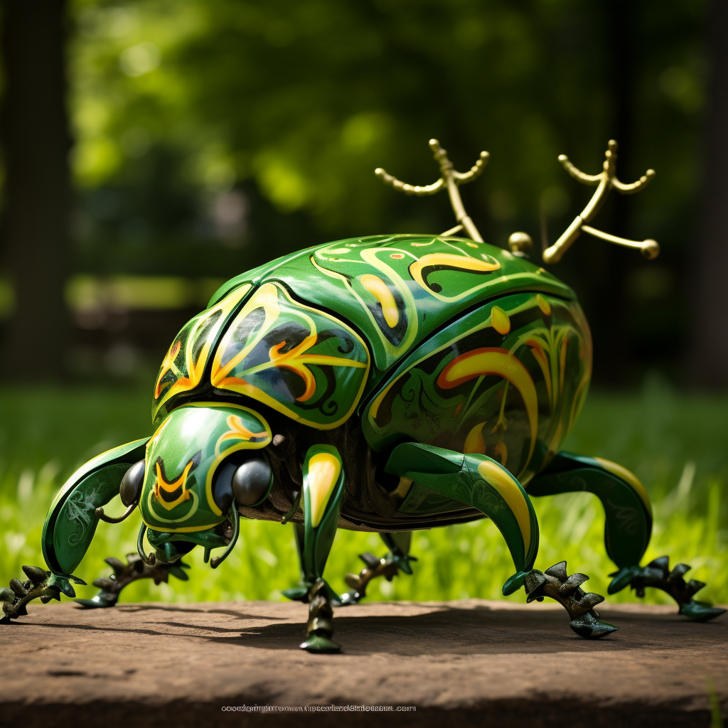 Beautiful Green Junebug Art Nouveau