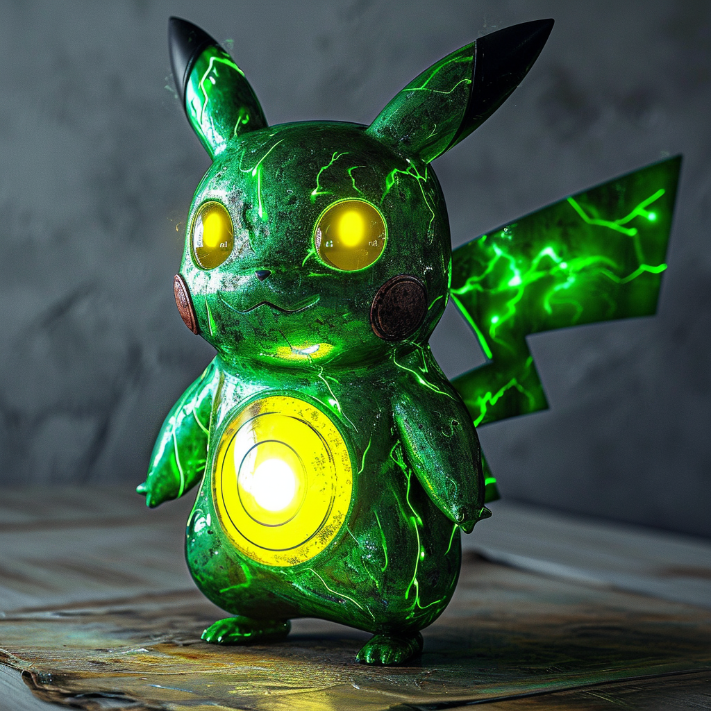 Hyperrealistic Green Lantern Pikachu artwork