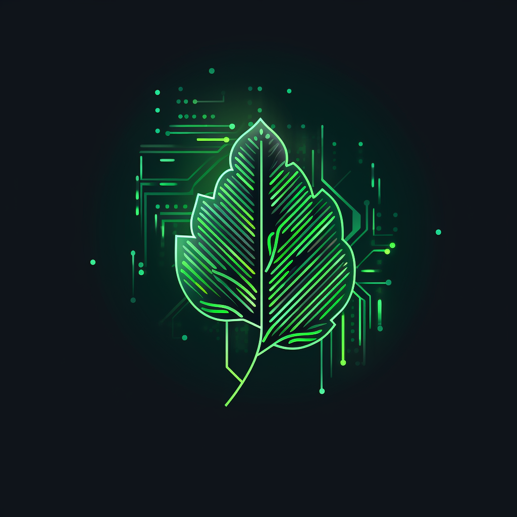 Green leaf microchip logo design