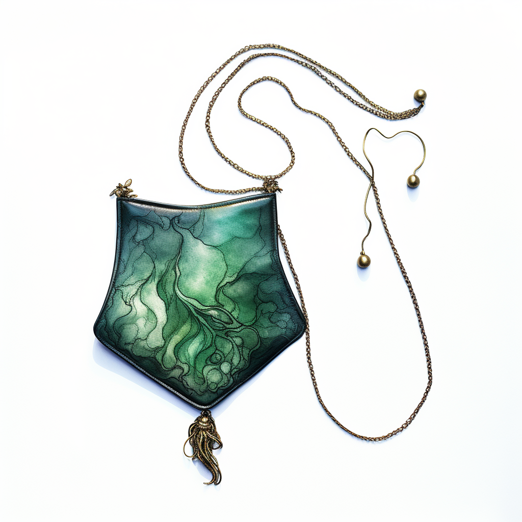 Dark Green Leather Sachet with Ashes Necklace