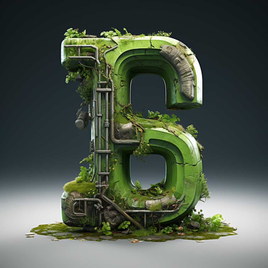 3D green letter G in nature