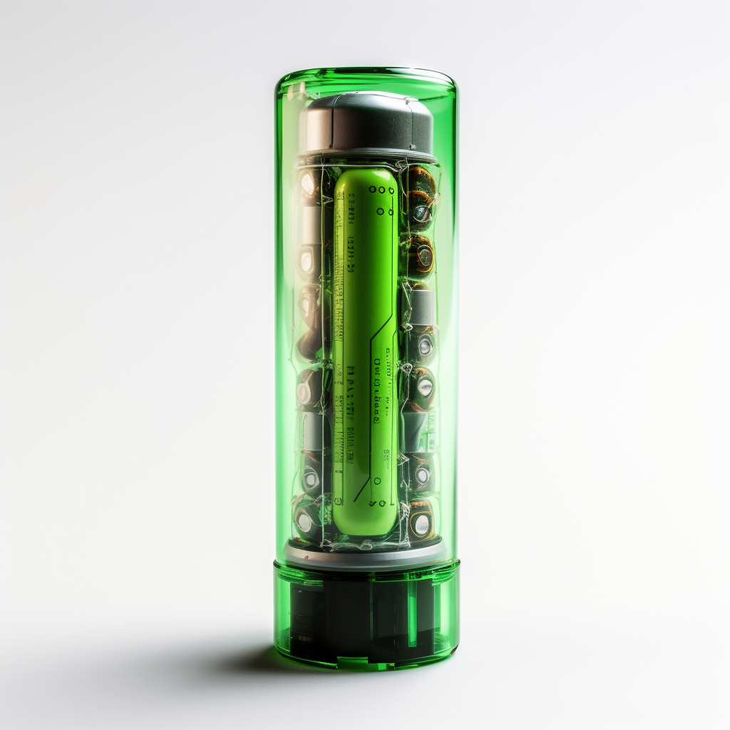 Transparent AA Battery with Green Liquid