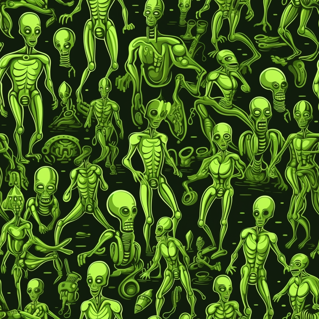 Green Men Aliens and Human Battle