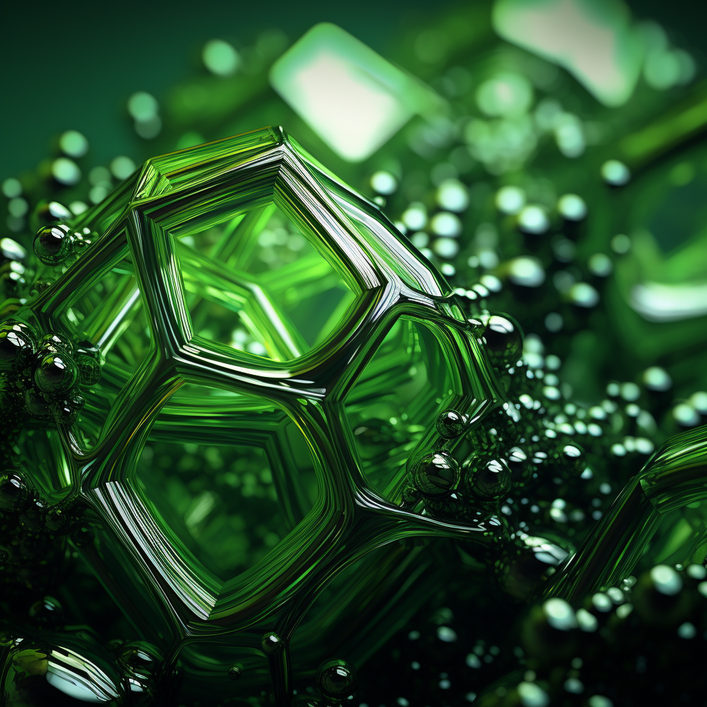 Green metallic material close-up