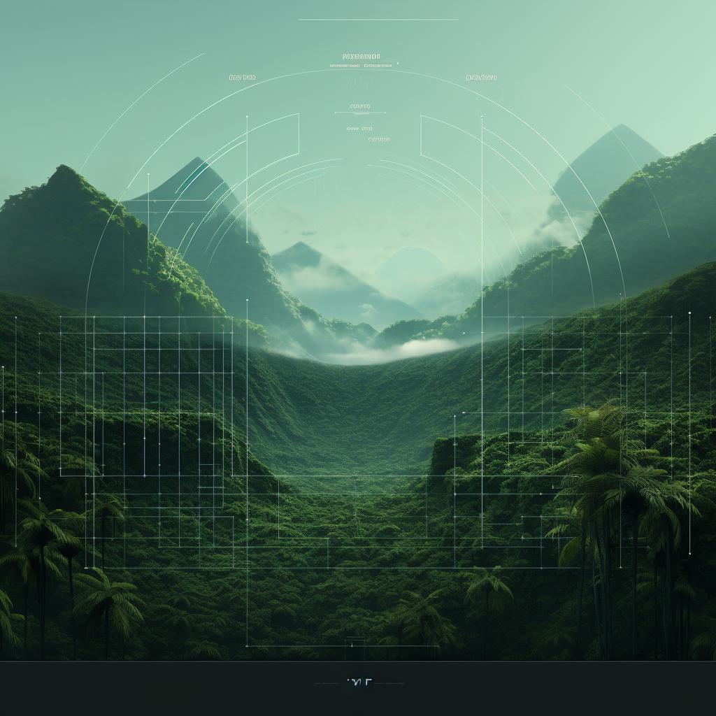 Green nature blending with lightstreaks and data lines