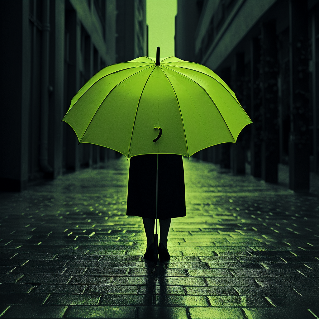 Stylish green neon umbrella