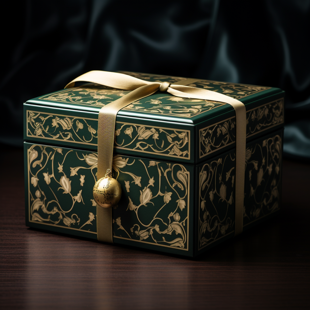 Dark green gilded gift box with Chinese New Year theme