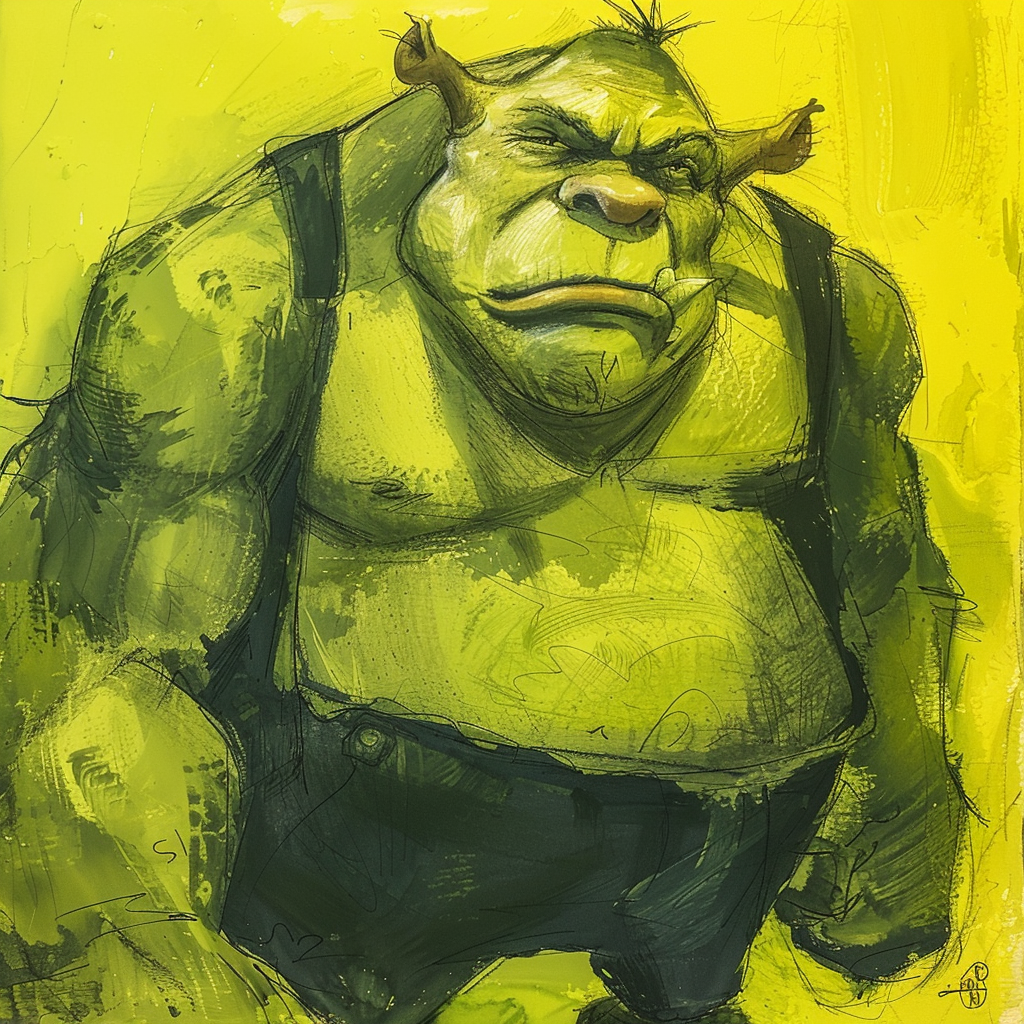 Green cartoon ogre drawing