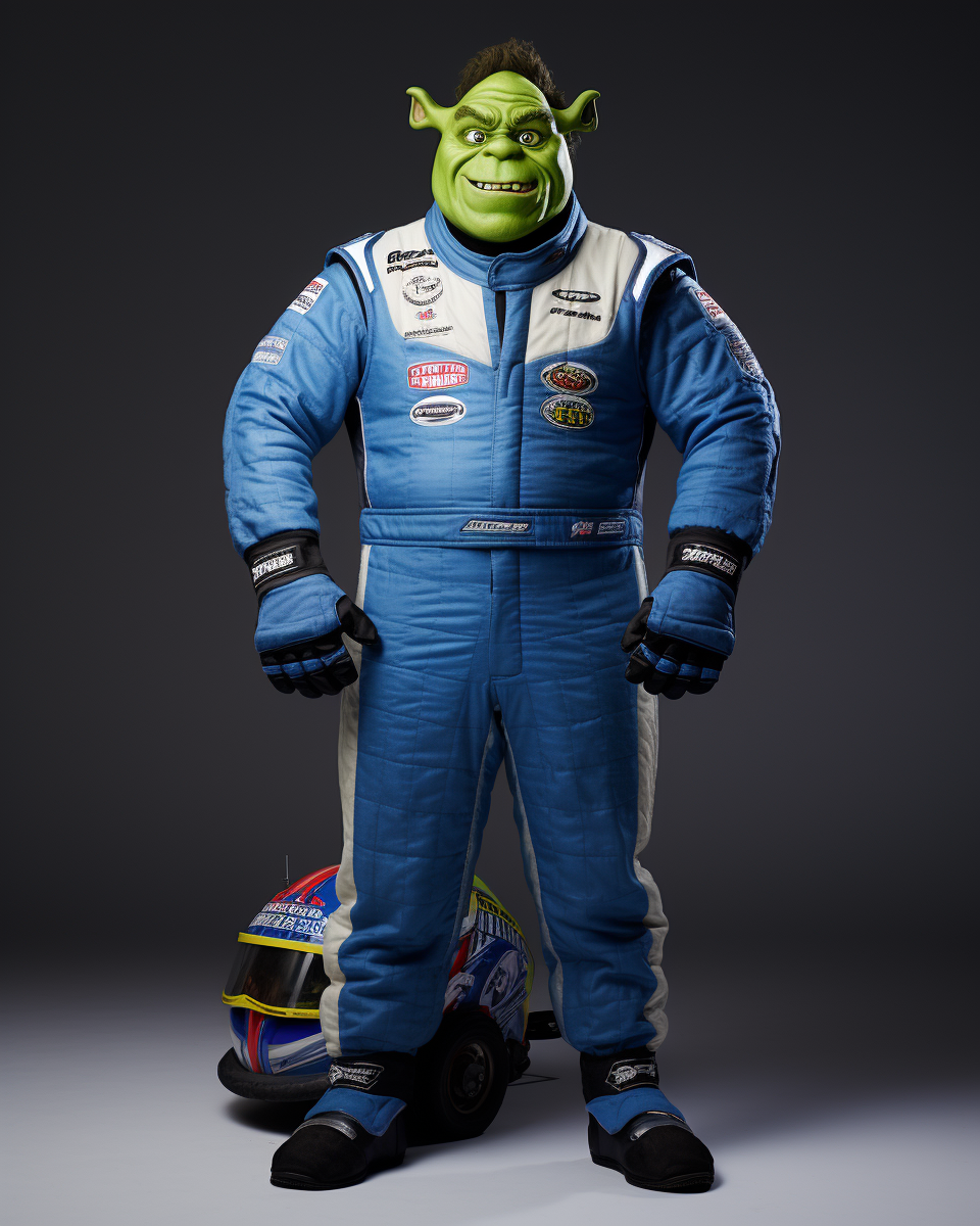 Green Ogre Race Car Driver