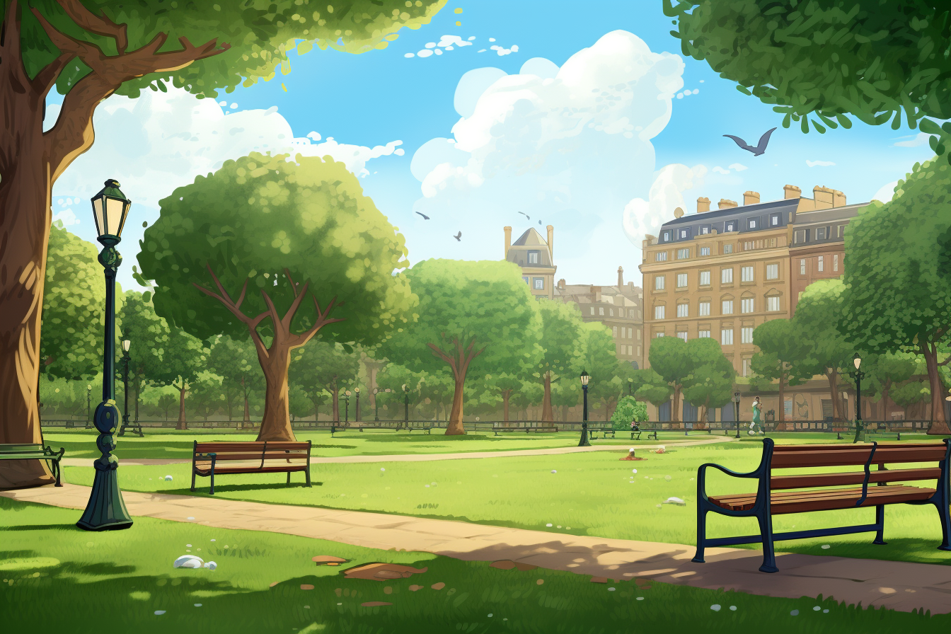 Vibrant green park in 3D