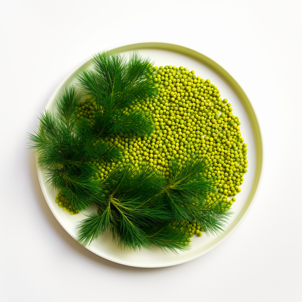 Fresh green pine pollen on plate