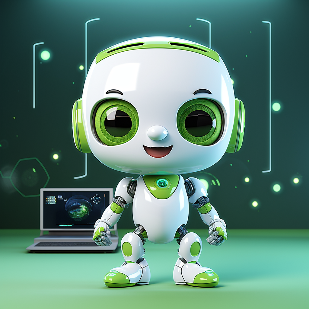 Cute green robot with 3D animation