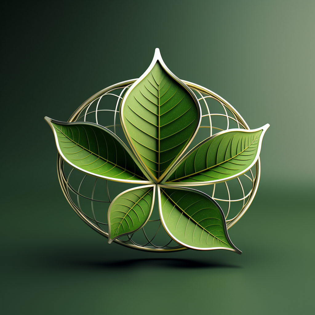 Green mechanical tree leaf in C4D