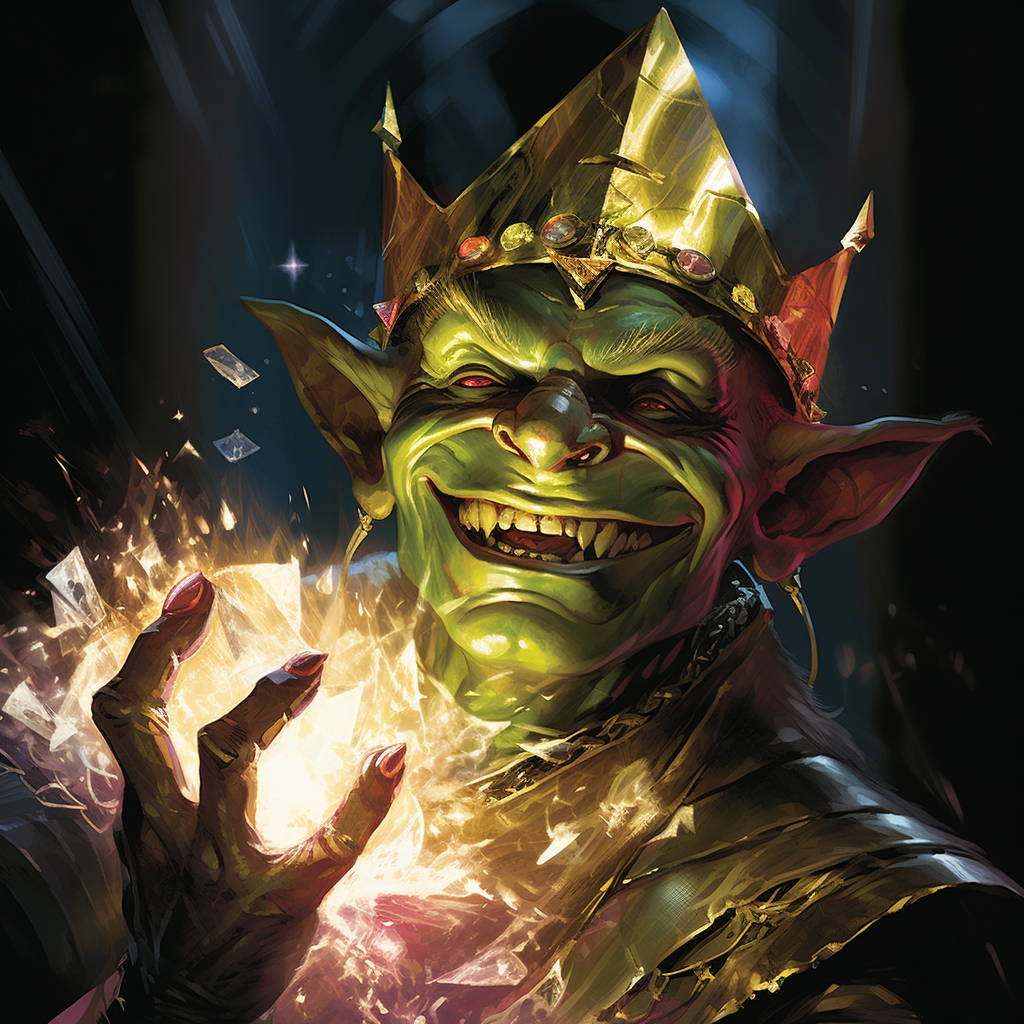 Malicious goblin with powerful light beams