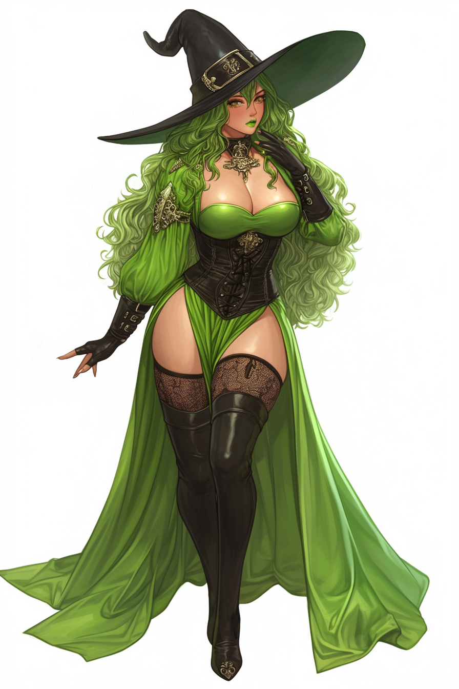 Green Skinned Witch Pin Up