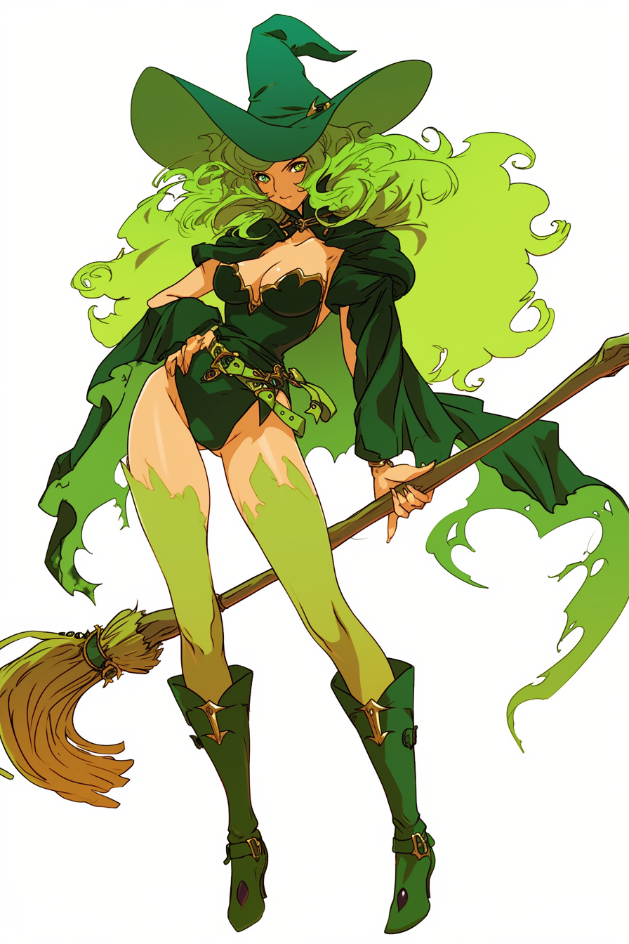 Green Skinned Witch Pinup Anime