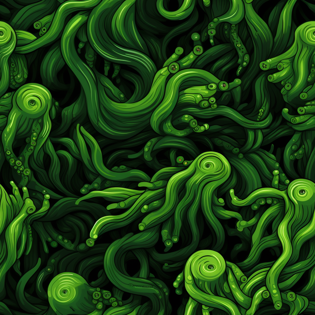 Green slimy tentacles on dark background