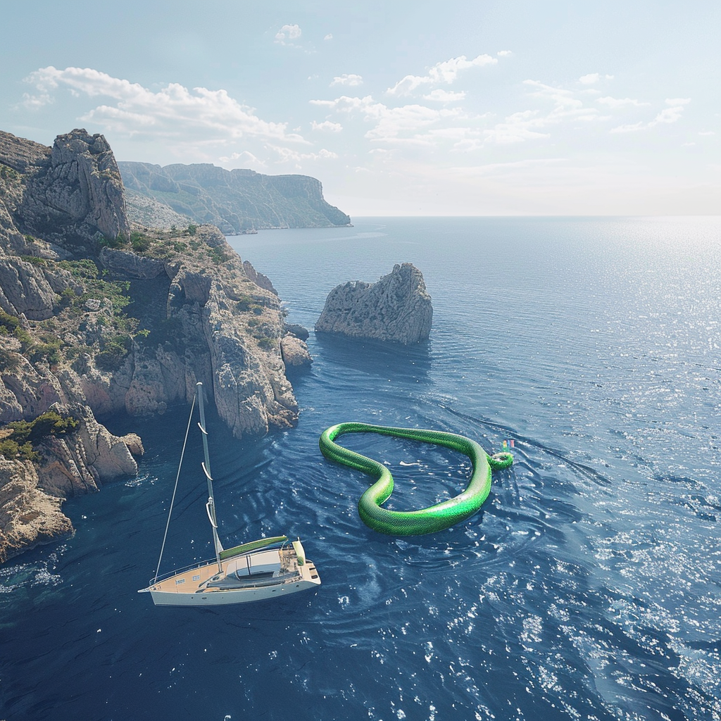 Green Snake Boat in Sunny Cape Formentor