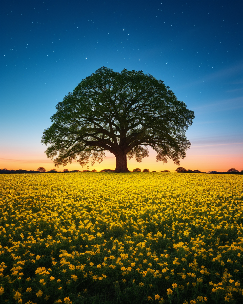 Tree with Green Star Shaped Leaves