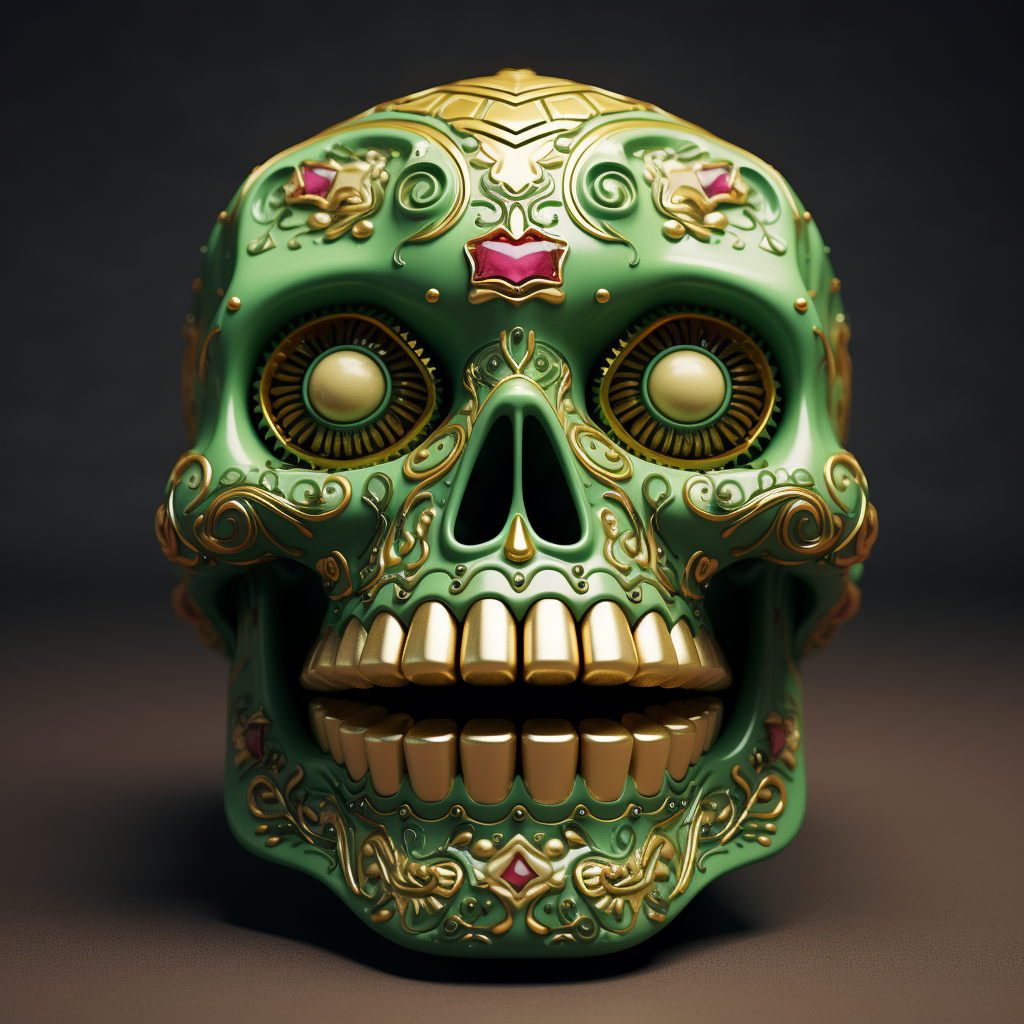 Vibrant sugar skull with cool Grillz