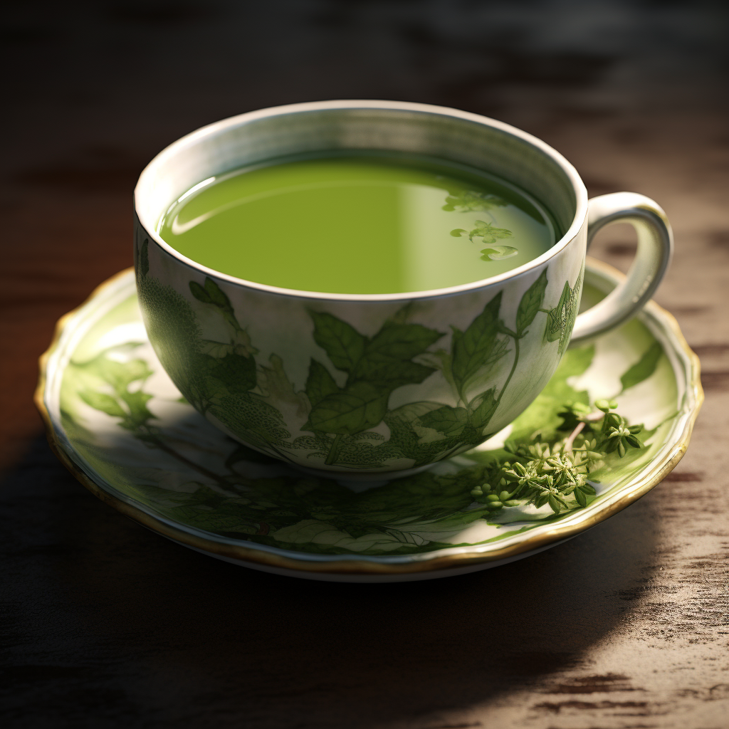 Refreshing cup of green tea