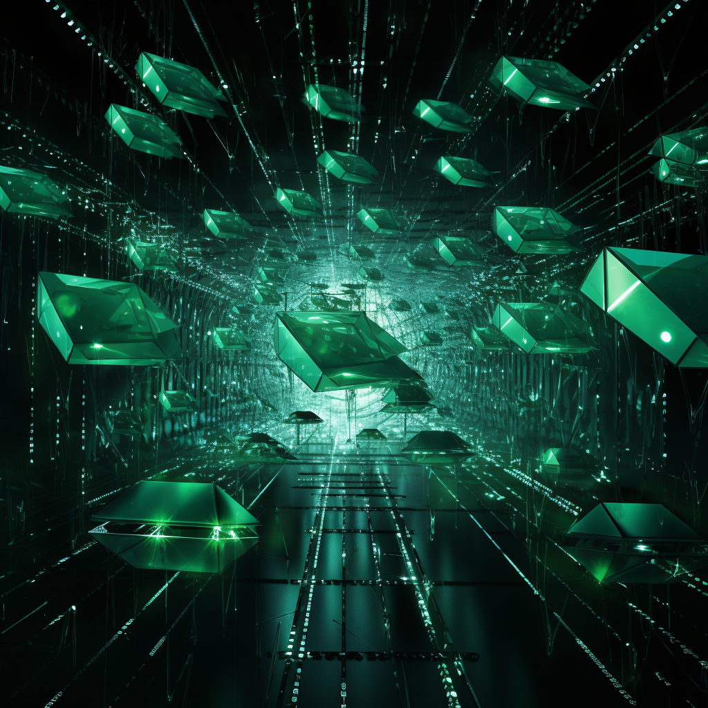 Green and teal futuristic cybersecurity attack