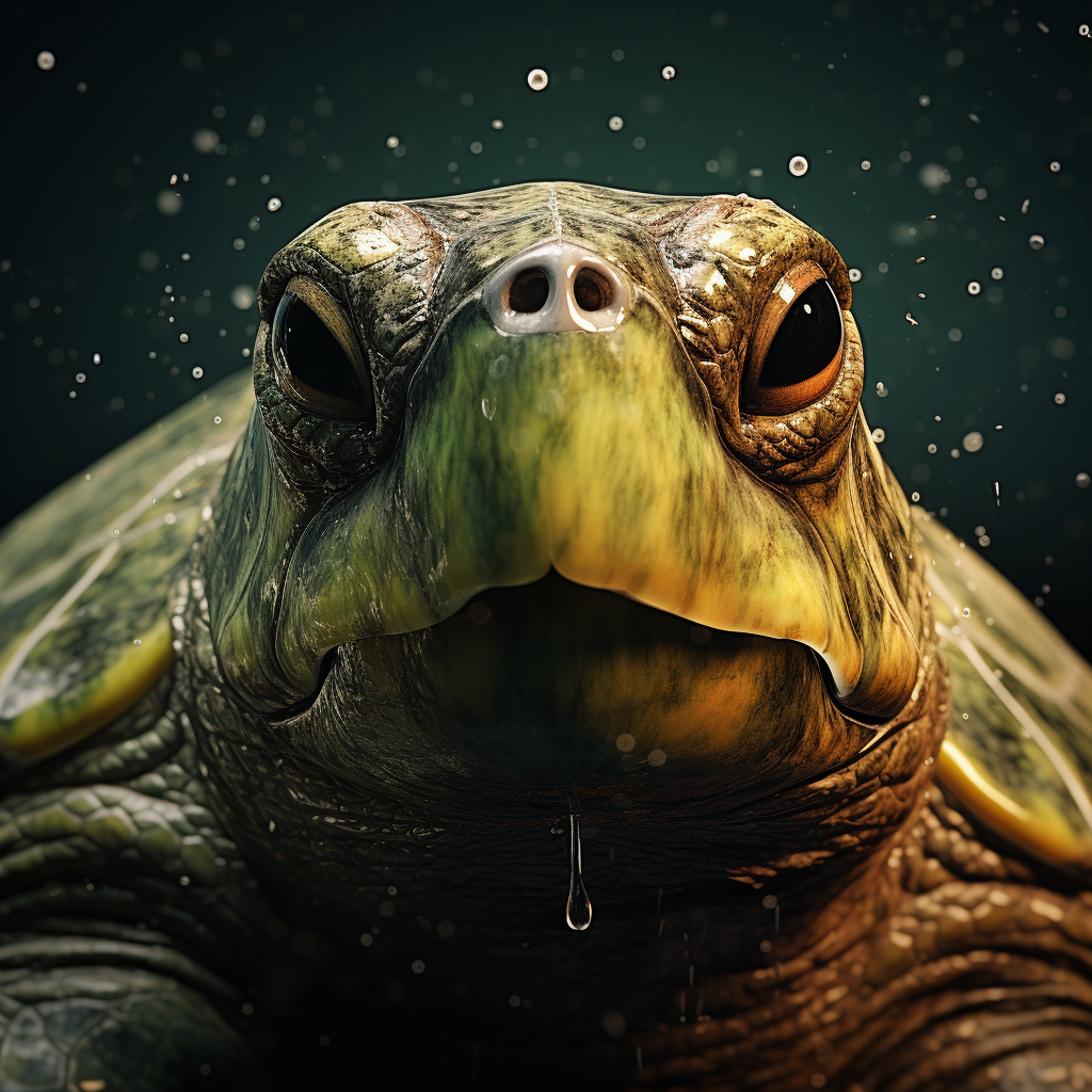 Green Turtle in Constipation Spitting Water