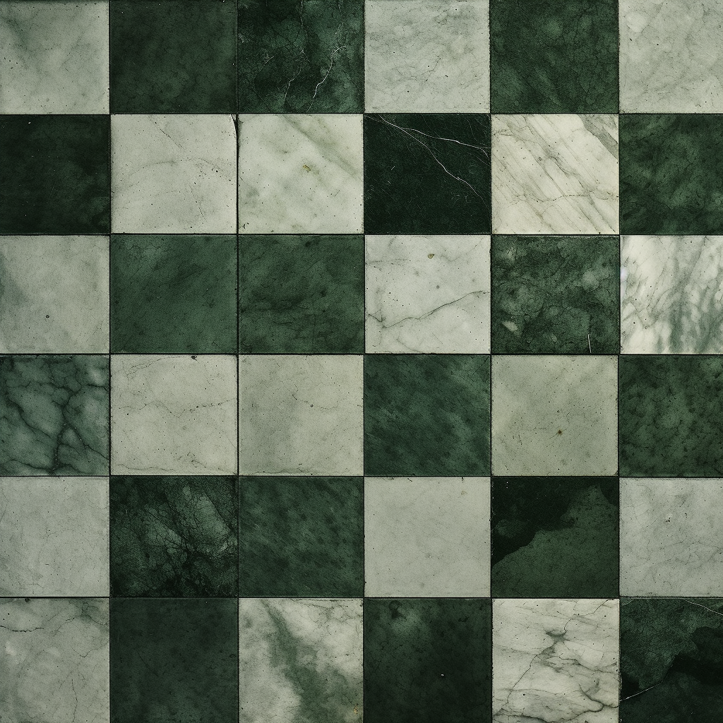 Green and white chequered stone texture