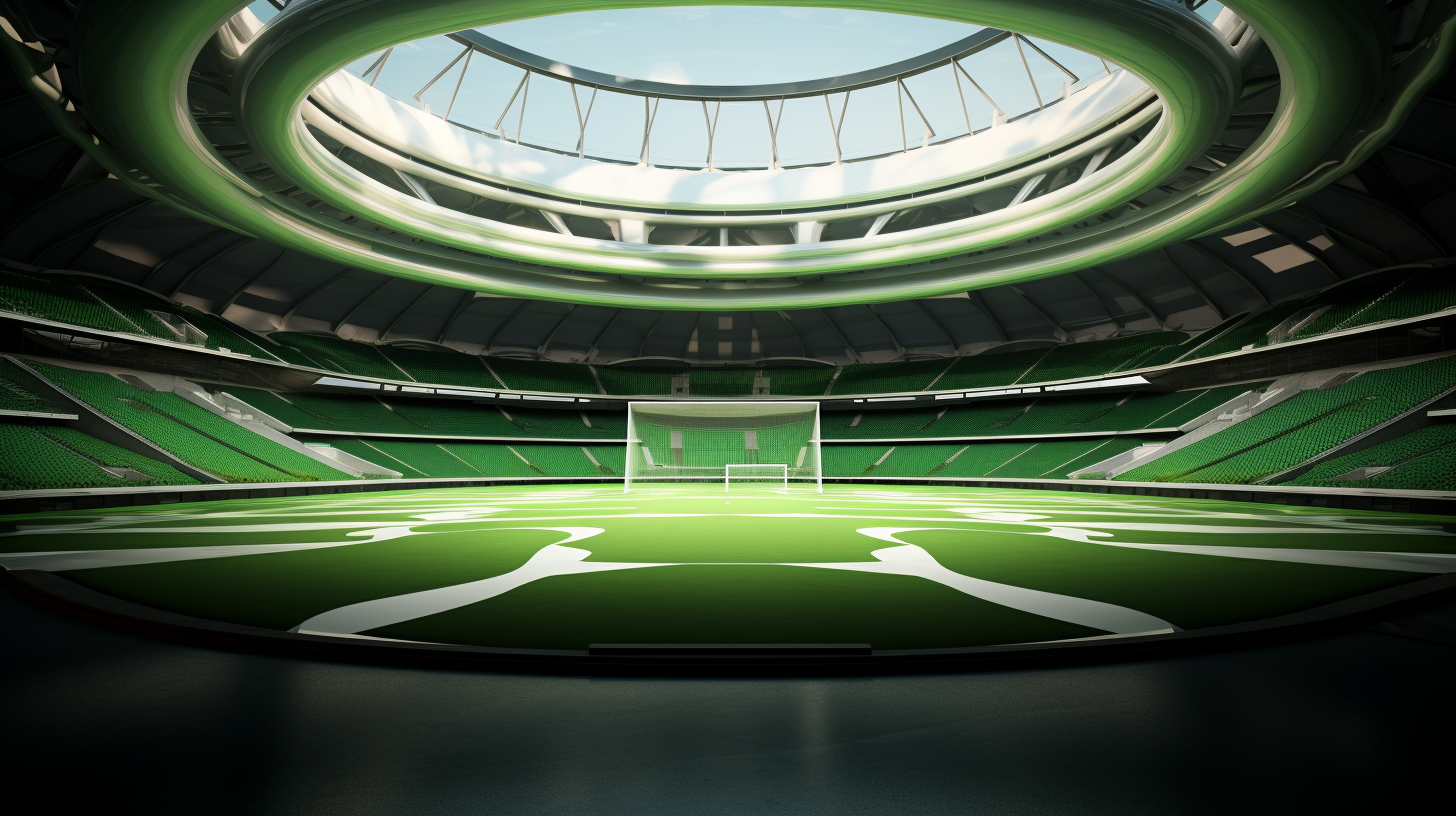 Green and white soccer arena