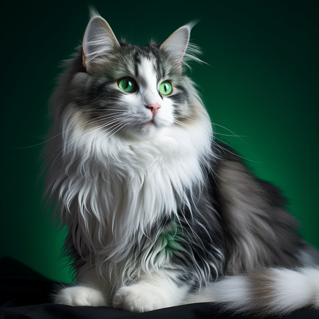 Adorable cat with green and white tabby fur