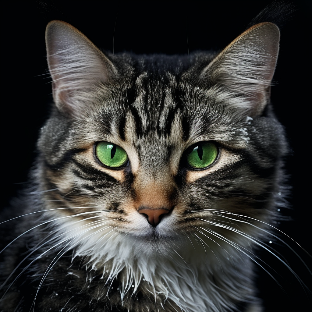 Beautiful green and white tiger-striped cat