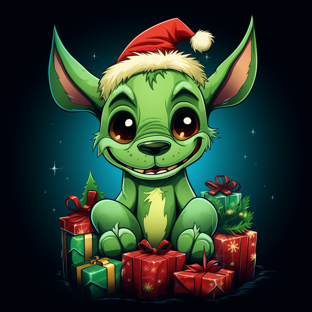 Green Stitch Grinch Santa Gifts