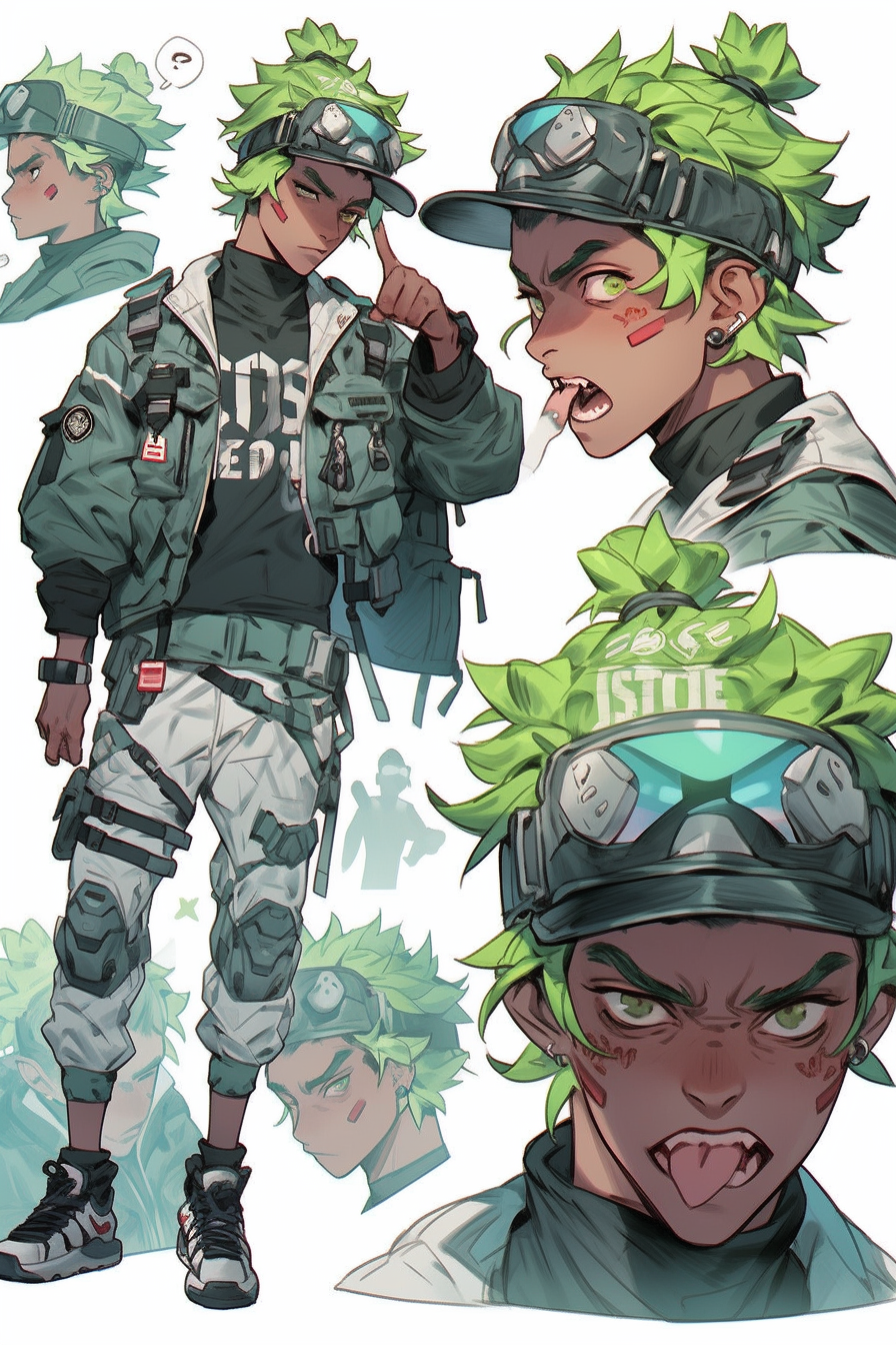 Highly Detailed Green Stop Sign Character Design