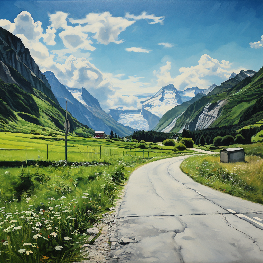 Scenic Swiss Road with Green Calendar