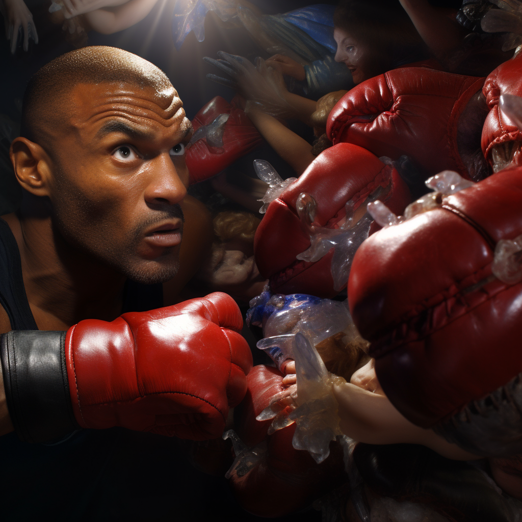 Greta Thungerb and Mike Tyson in a boxing match