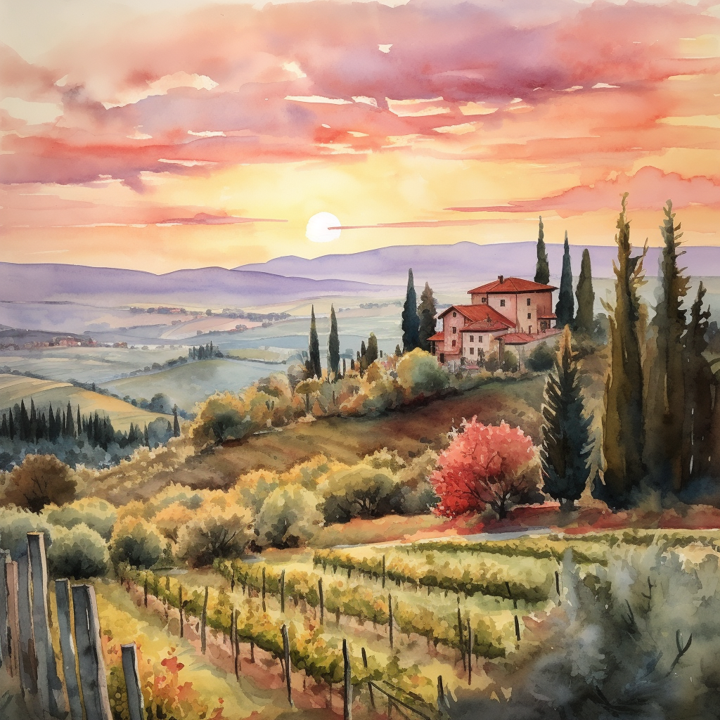 Sunset over Greve in Chianti