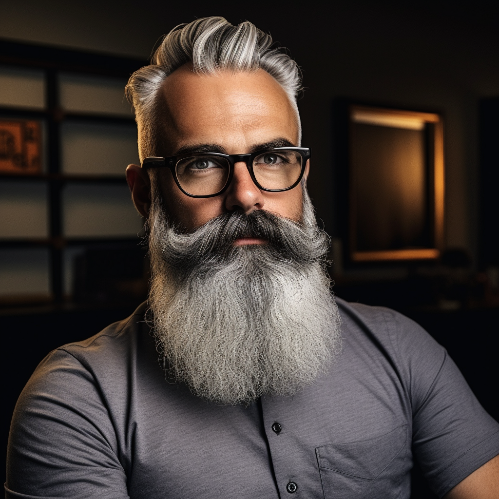 Stylish grey-bearded man with glasses