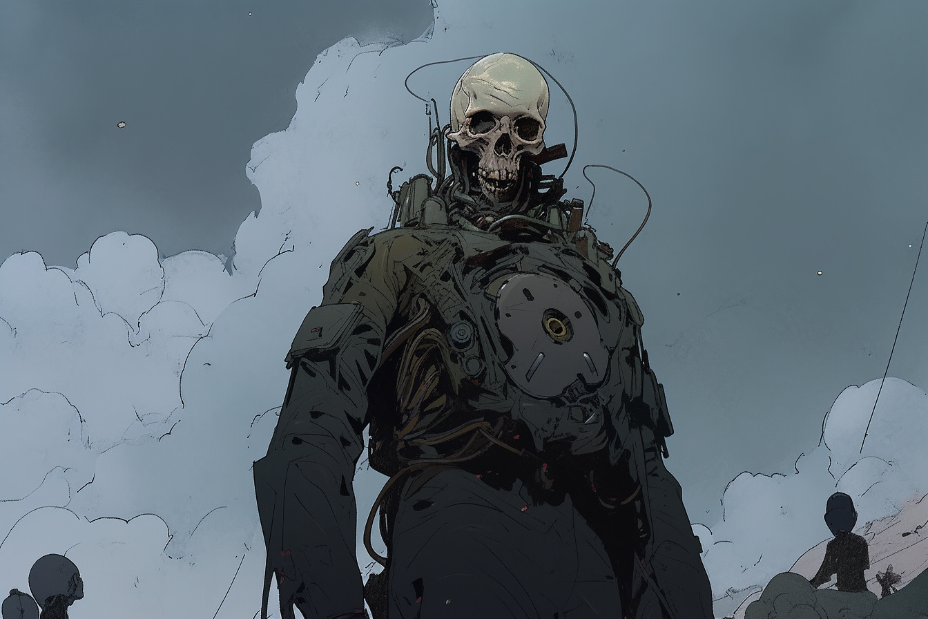 Grey Disfigured Zombie in Astronaut Suit