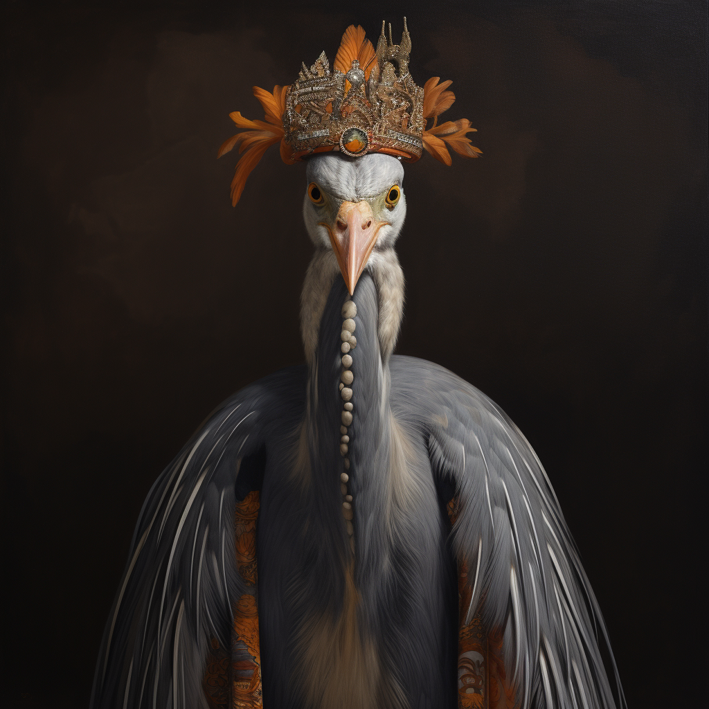 Grey Heron as Indian Deity