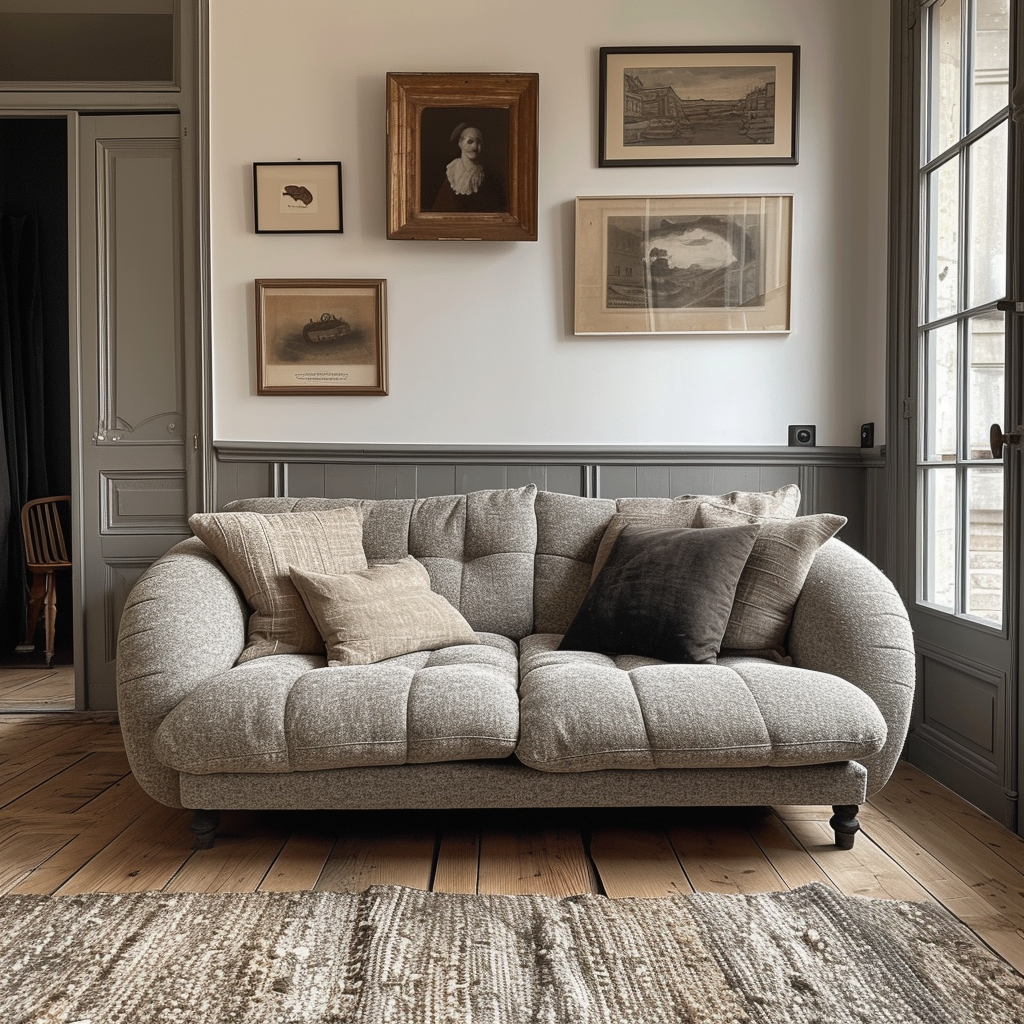 Grey Living Room Sofa Pin Up Style