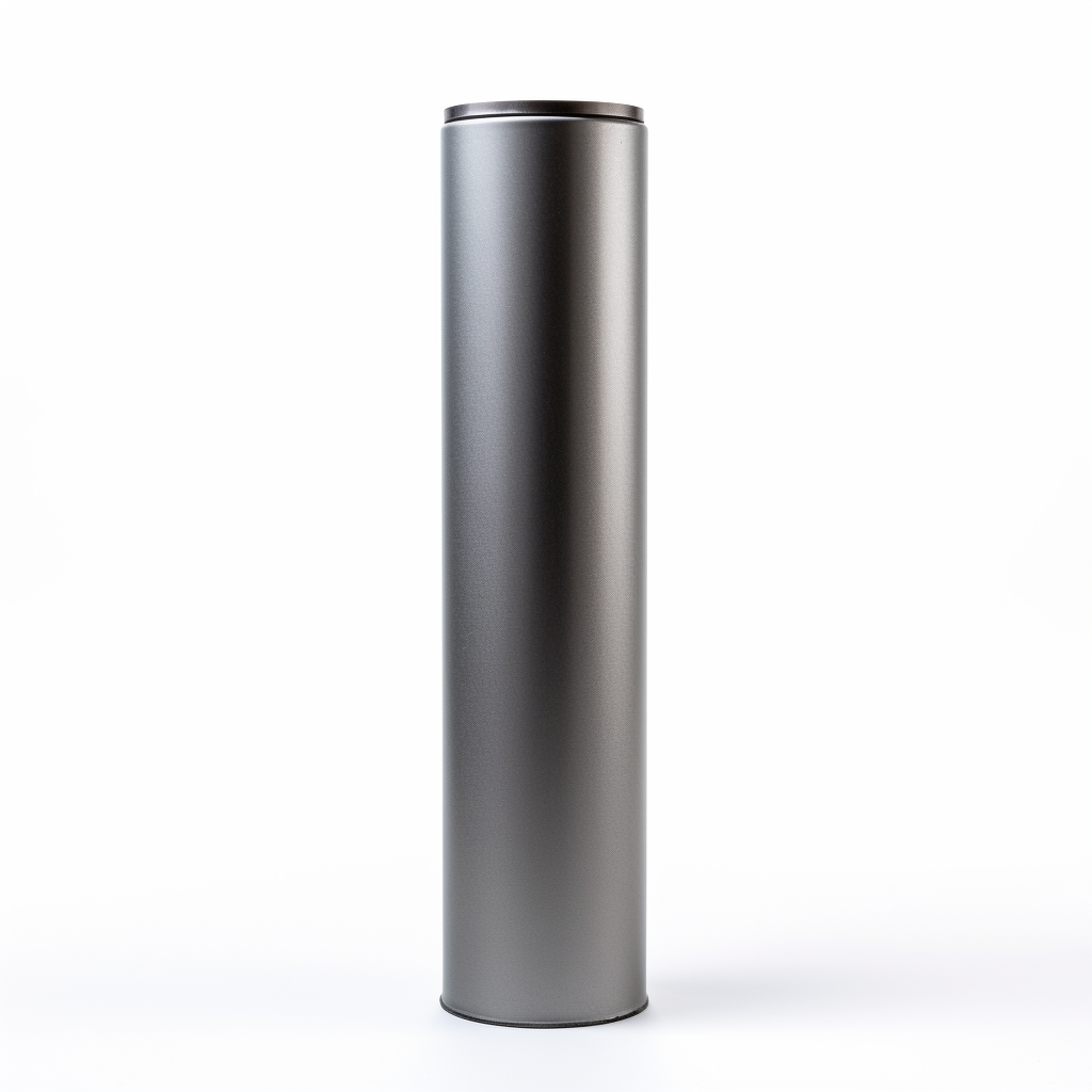 Grey metallic cardboard tube with lids