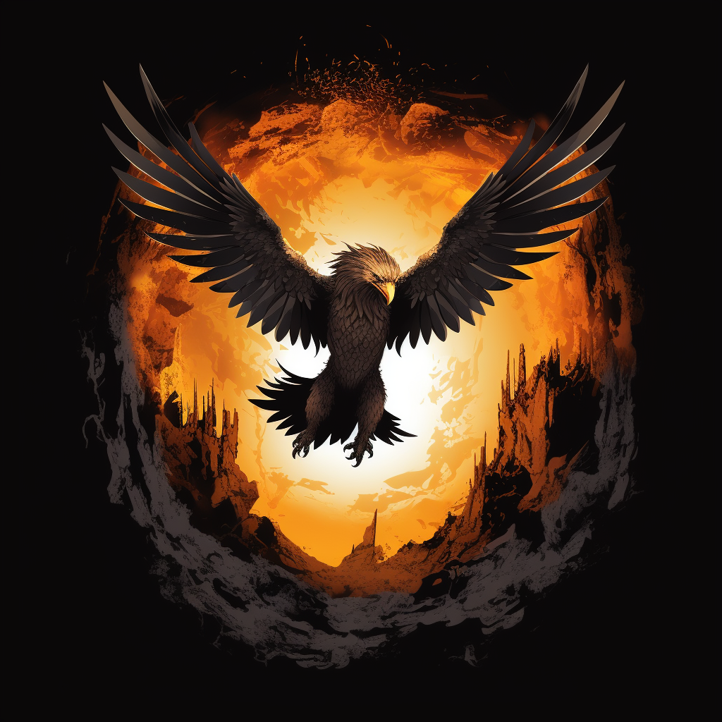 Griffin climbing out of dark hole logo