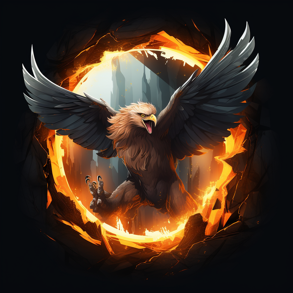 Realistic Griffin Climbing Out of Dark Hole Logo