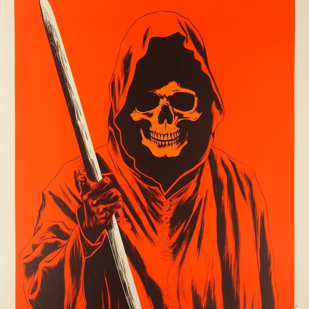 Grim Reaper illustration from the 1980s