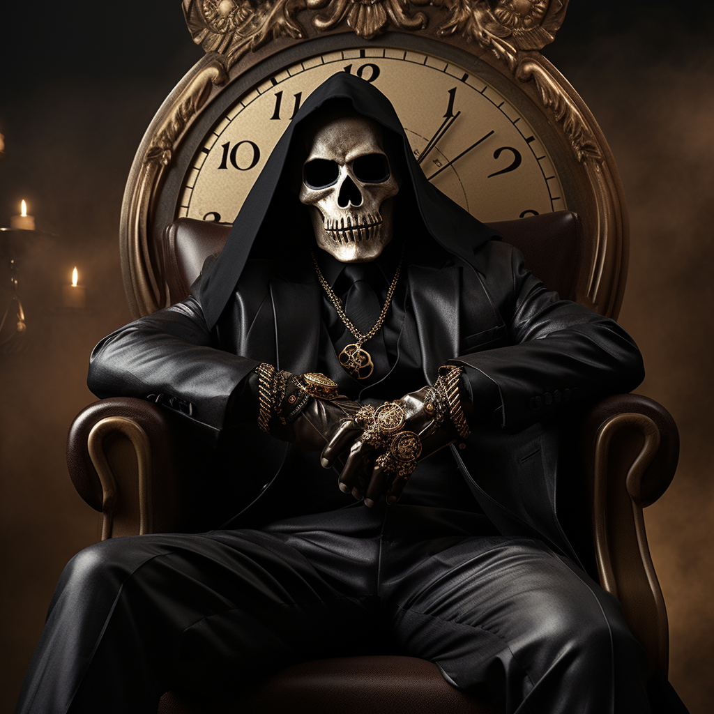 Photo of Grim Reaper in Leather Chair