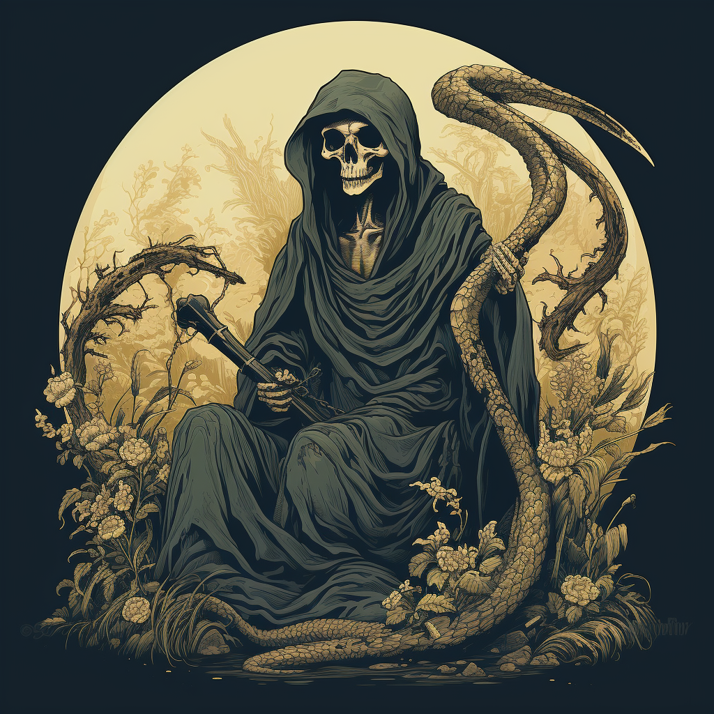 Dark and mysterious Grim Reaper with a Scythe