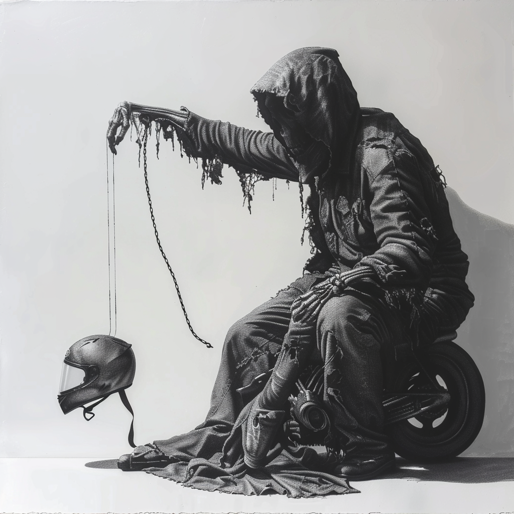 Grim reaper shadow puppet motorcycle