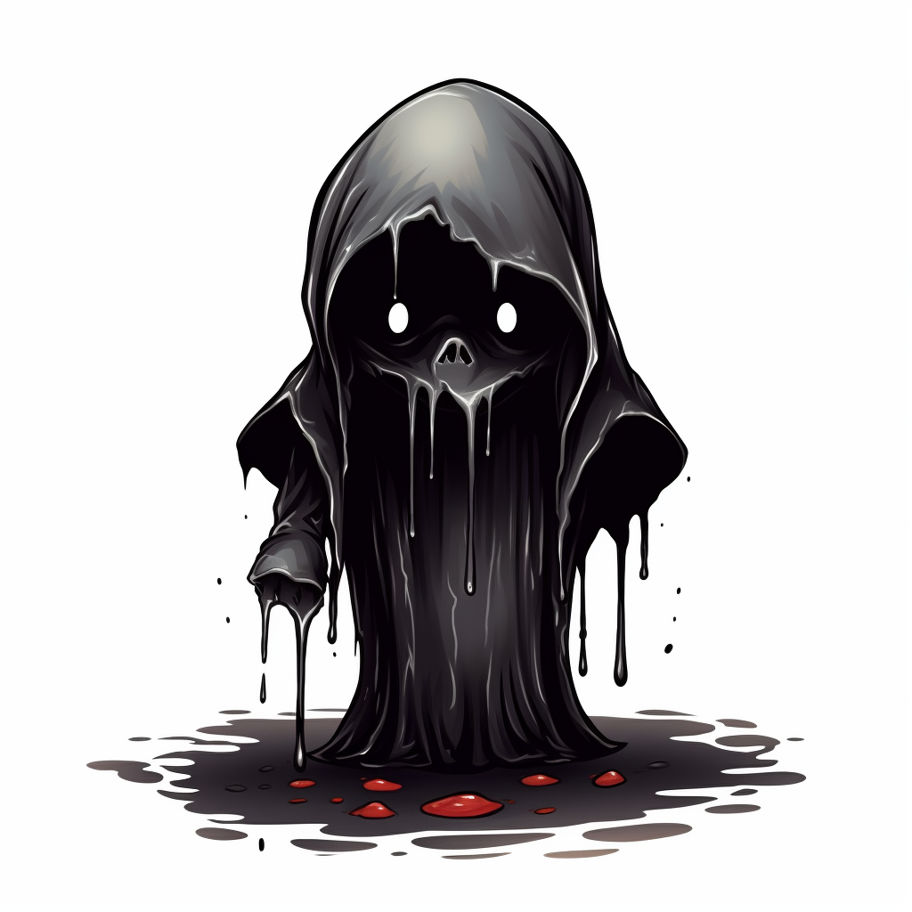 Melting grim reaper cartoon